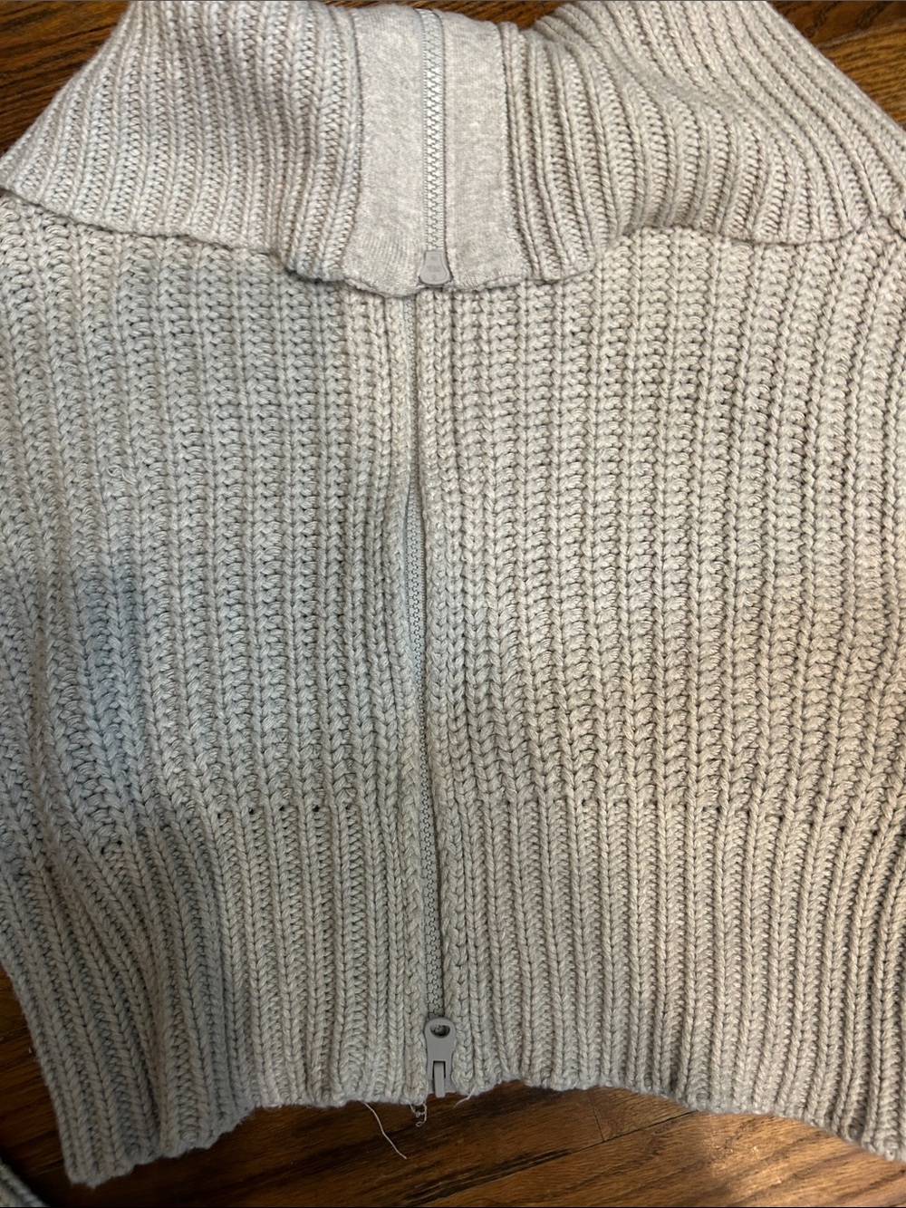 aerie Chunky Zip-Up Turtleneck Sweater - Light Gray